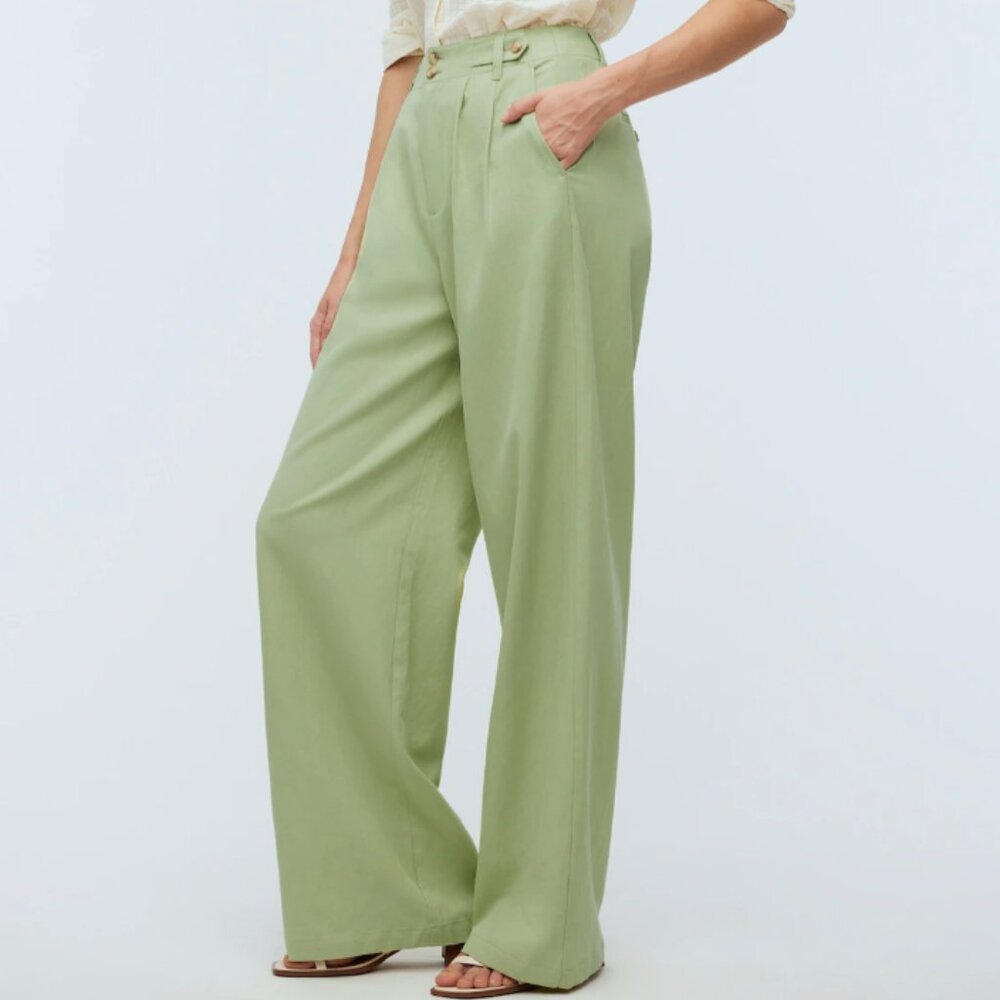 NWT Madewell The Tall Harlow Wide Leg Pant in Drapey Twill -- Pale Lemongrass